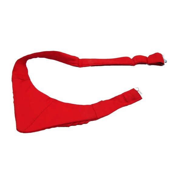 Red Necktie Gold Tone Amethyst Rhinestone Rib Accent Cravat Tie Ceremonial Adjus - Picture 4 of 8